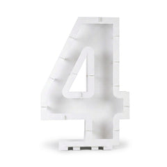 White Number "4" Balloon Mosaic Frame Kit | 33"
