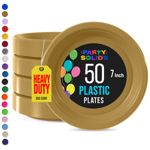 7 in. Gold Plastic Plates | 50 Count