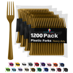Heavy Duty Gold Plastic Forks - 7.5 in. | Case of 1200