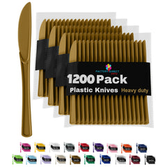 Heavy Duty Gold Plastic Knives - 7.75 in. | Case of 1200