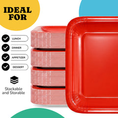 7 In. Red Square Paper Plates - 20 Ct.