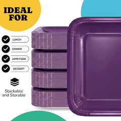9 In. Purple Square Paper Plates - 50 Ct.