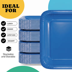 7 In. Dark Blue Square Paper Plates - 20 Ct.