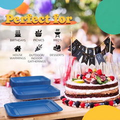 7 In. Dark Blue Square Paper Plates - 20 Ct.