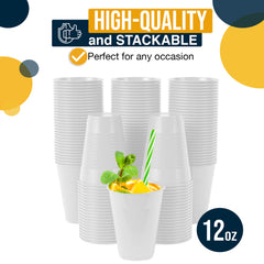 12 Oz. White Plastic Cups | Case of 600