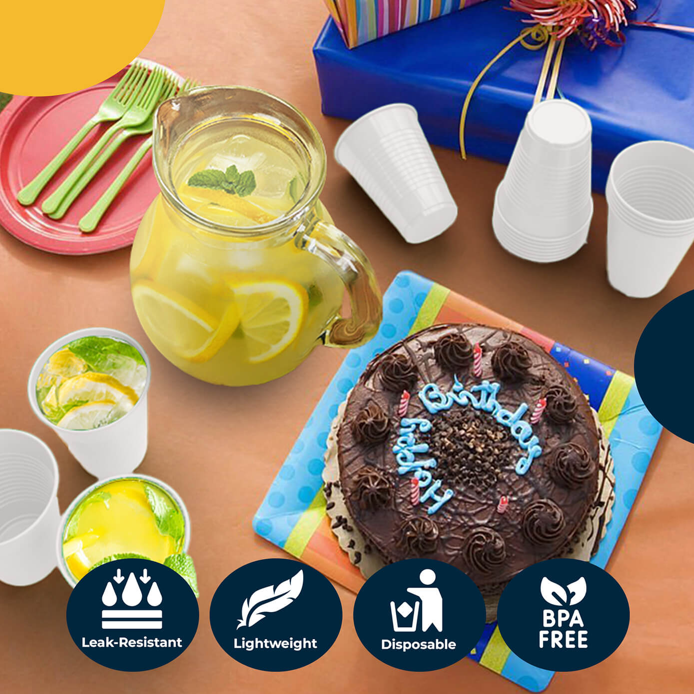 12 Oz. White Plastic Cups | 16 Count