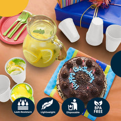 12 Oz. White Plastic Cups | 16 Count