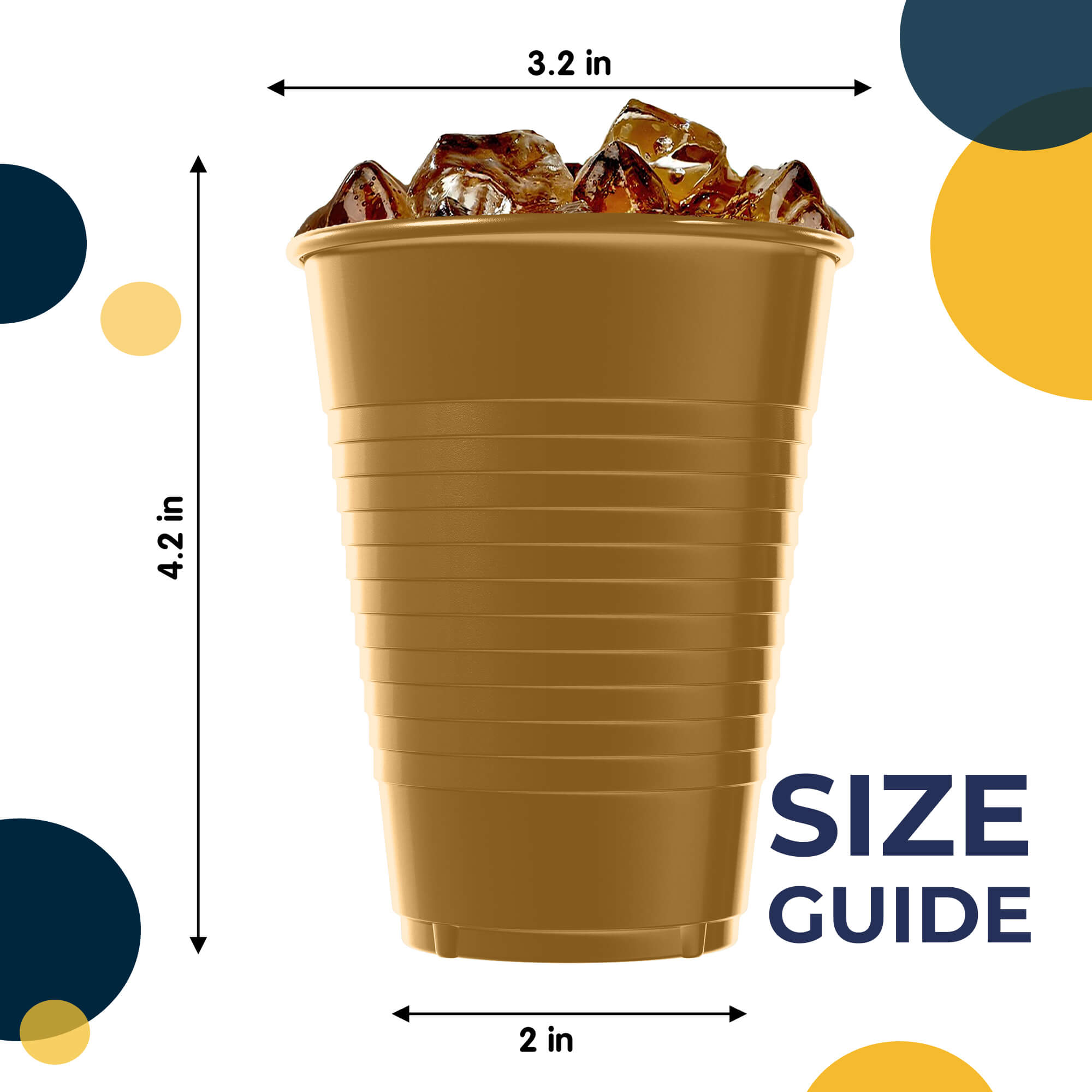 12 Oz. Gold Plastic Cups | 16 Count