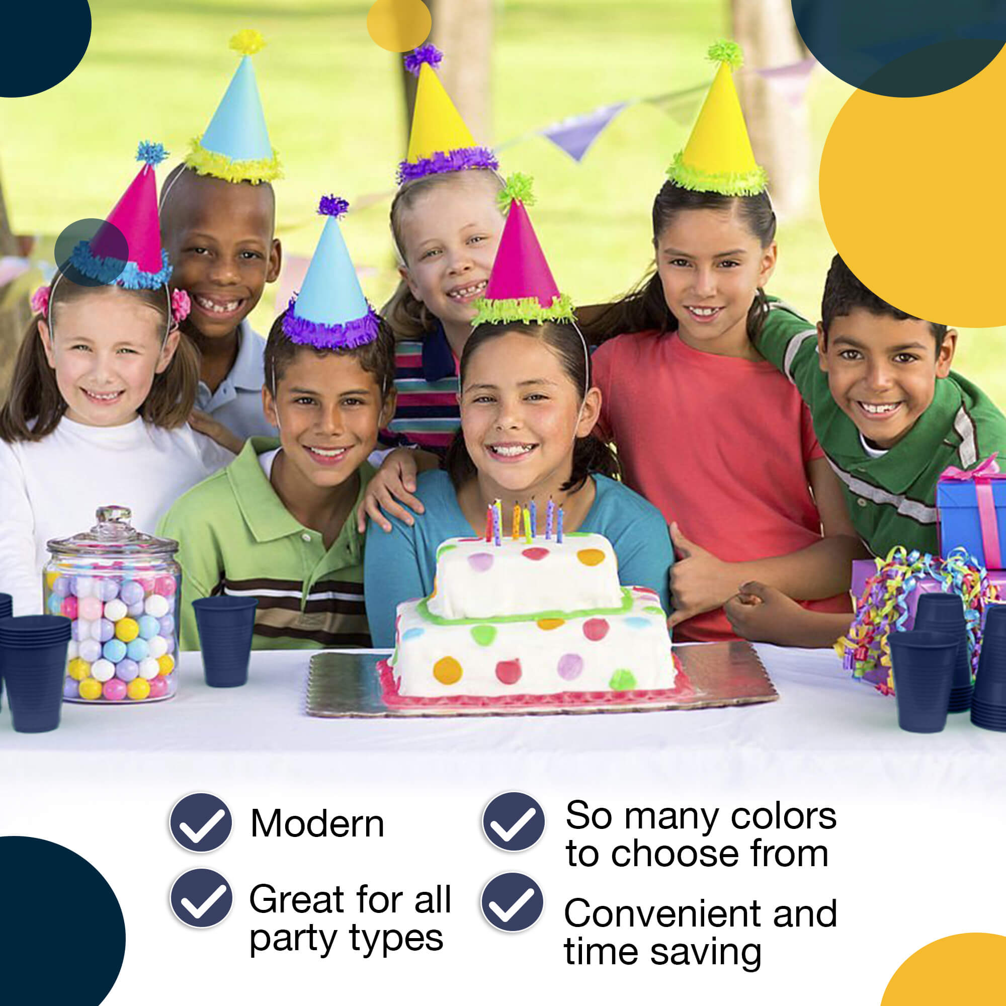 12 Oz. Navy Plastic Cups | 50 Count