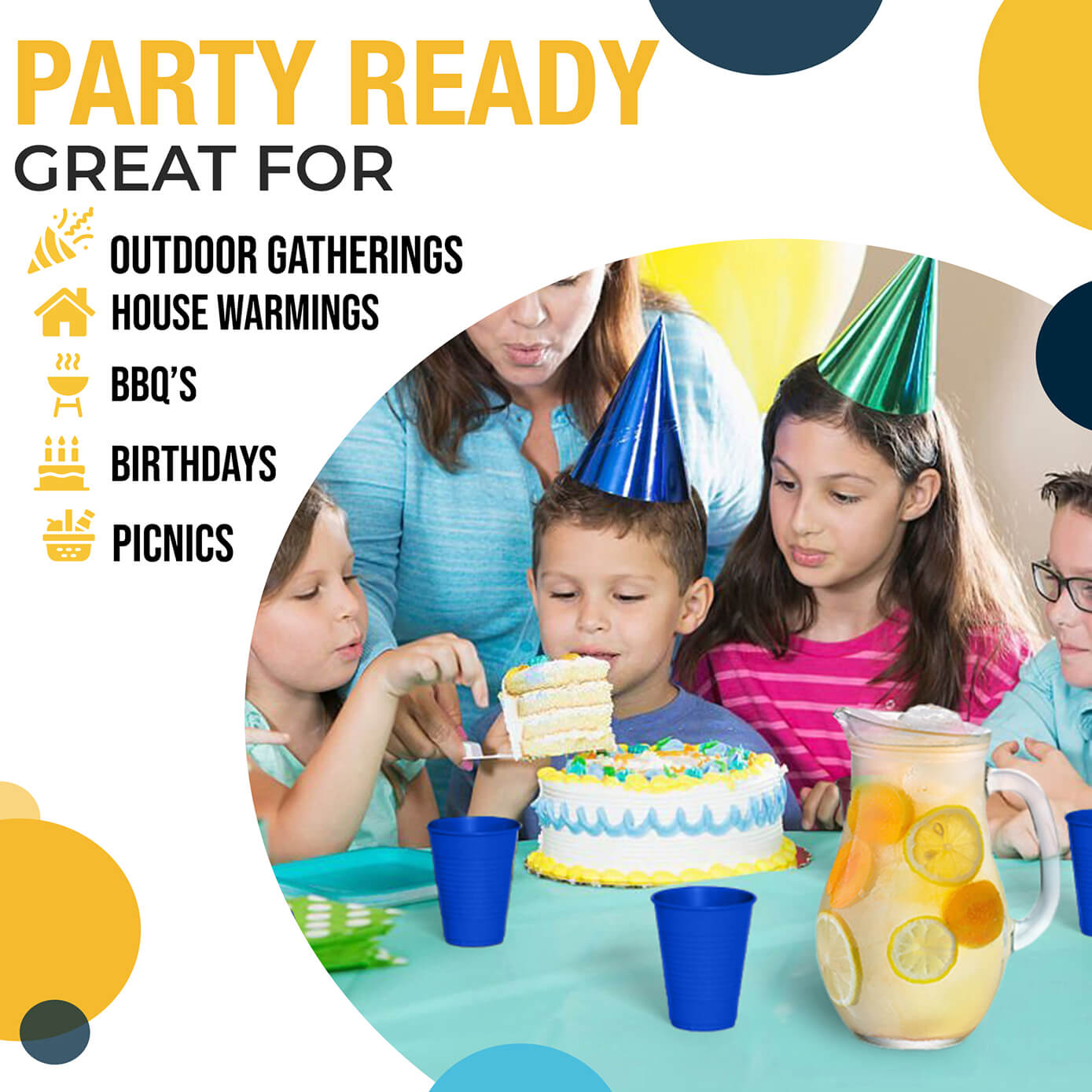 12 Oz. Dark Blue Plastic Cups | 50 Count