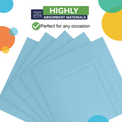 Light Blue Beverage Napkins - 4.75 in. x 4.75 in. | 100 Count