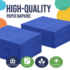 Dark Blue Beverage Napkins | 4.75 in. X 4.75 in. | 100 Count