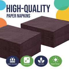 Brown Beverage Napkins - 4.75 in. x 4.75 in. | 100 Count