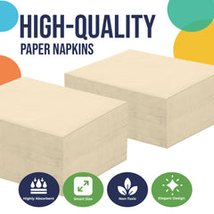 Ivory Beverage Napkins | 4.75 in. x 4.75 in. | 50 Count