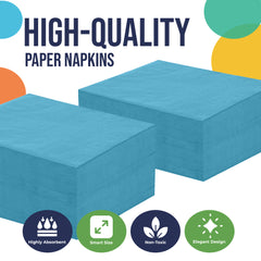 Turquoise Beverage Napkins | 4.75 in. x 4.75 in. | Case of 3600