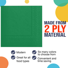 Emerald Green Beverage Napkins | 100 Count