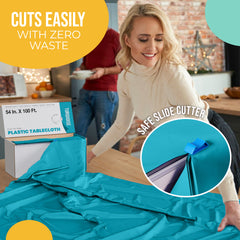 54 in. x 100 Ft. Cut To Size Table Roll | Turquoise | Case of 6