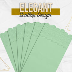3 Ply Pistachio Green Scalloped Napkins - 13 in. x 15.7 in. - 20 Ct.