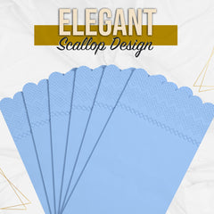 3 Ply Sky Blue Scalloped Napkins - 13 in. x 15.7 in. - 20 Ct.