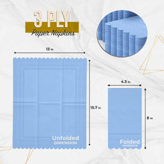 3 Ply Sky Blue Scalloped Napkins - 13 in. x 15.7 in. - 20 Ct.