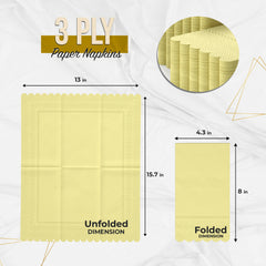 3 Ply Buttercup Yellow Scalloped Napkins - 13 in. x 15.7 in. - 20 Ct.