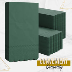 3 Ply Cypress Green Scalloped Napkins - 13 in. x 15.7 in. - 20 Ct.