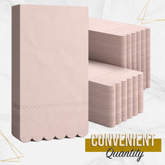 3 Ply Pink Peach Scalloped Napkins - 13 in. x 15.7 in. - 20 Ct.