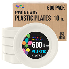 10 in. Ivory Plastic Plates | Case of 600