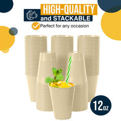 12 Oz. Ivory Plastic Cups | 50 Count