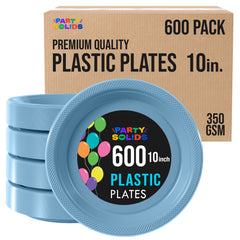 10 in. Light Blue Plastic Plates | Case of 600