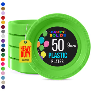 9 in. Lime Green Plastic Plates | 50 Count