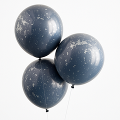 Elegant Navy and Silver Double-Stuffed Latex Balloons - 3 Pack