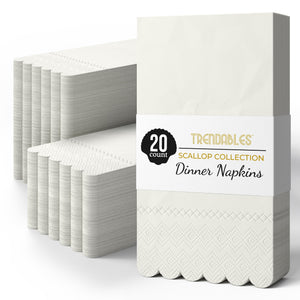 3 Ply Ivory Scalloped Napkins - 13 in. x 15.7 in. - 20 Ct.