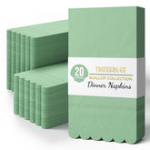 3 Ply Pistachio Green Scalloped Napkins - 20 Ct.