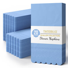 3 Ply Sky Blue Scalloped Napkins - 13 in. x 15.7 in. - 20 Ct.