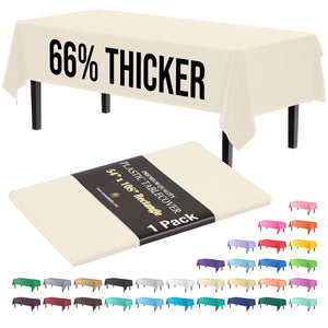 Premium Ivory Plastic Table Cover | 54 in. x 108 in.