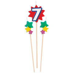 Star Number 7 Birthday Toothpick Candle Set | 3 Pc.