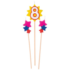 Star Number 8 Birthday Toothpick Candle Set | 3 Pc.