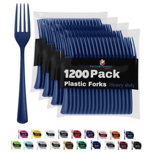 Heavy Duty Navy Plastic Forks - 7.5 in. | Case of 1200