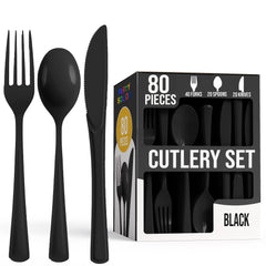 Heavy Duty Black Cutlery Combo - 80 Count