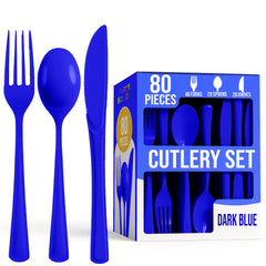 Heavy Duty Dark Blue Cutlery Combo - 80 Count