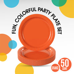 10 In. Orange Paper Plates - 50 Ct.