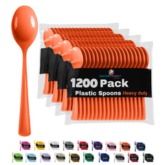 Heavy Duty Orange Plastic Spoons - 7 in. | Case of 1200