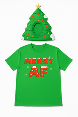 Merry AF Christmas Tree Head Cover & T-Shirt Set