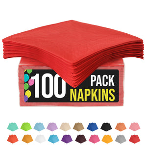 Red Beverage Napkins | 4.75 in. x 4.75 in. | 100 Count