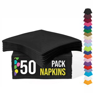 Black Beverage Napkins | 4.75 in. x 4.75 in. | 50 Count