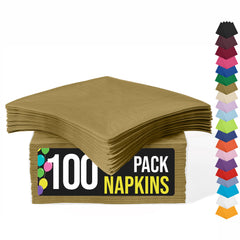 Gold Beverage Napkins | 4.75 in. x 4.75 in. | 100 Count