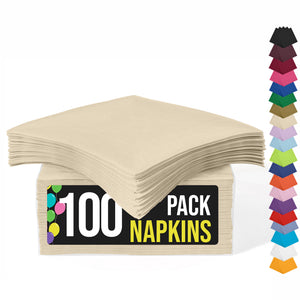Ivory Beverage Napkins | 4.75 in. x 4.75 in. | 100 Count