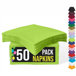 Lime Green Beverage Napkins | 4.75 in. x 4.75 in. | 50 Count