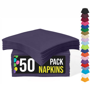 Dark Purple Beverage Napkins | 4.75 in. x 4.75 in. | 50 Count
